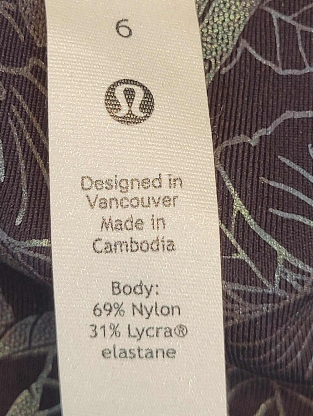 lululemon athletica Women SZ 6  Black Leggings with Iridescent Teal Floral Print - Picture 8 of 9